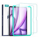 ESR 2枚入り iPad Air 13インチ フィルム M3/M2 (2025/2024 第7/6世代) 専用 ガイド枠付き ガラスフィルム スクリーン保護 9H 傷防止 気泡なし HD透明 指紋防止 Apple Pencil対応