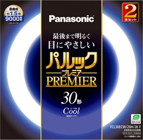 パナソニック 丸形蛍光灯(FCL) 30W形 2本入 G10q クール色 パルックプレミア FCL30ECW28H2KF
