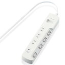 エレコム 電源タップ 個別スイッチ 省エネ ほこり防止シャッター付き スイングプラグ 4個口 1m ホワイト T-E6A-2410WH