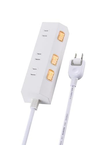 エレコム 電源タップ スイッチ付き 3m 3個口 ほこりシャッター 雷ガード スイング式プラグ 耐熱素材採用 ホワイト ECT-3530WH