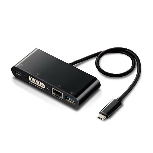 エレコム Type-C ドッキングステーション Cハブ PD対応 [充電用Type-C1ポート/USB(3.0)1ポート/DVI1ポート/LANポート] 30cmケーブル ブラック DST-C11BK