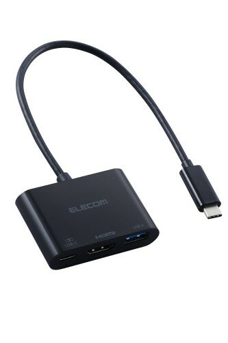 エレコム USB-C ハブ ドッキングステーション 3in1 PD100W USB-A（7.5W供給 スマホ充電対応） HDMI 4K対応 高速データ転送 5Gbps ブラック DST-W11