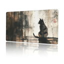 マウスパッド 大型 ゲーミング 水墨 猫 黒 灰色 マウスマット デス...(2)