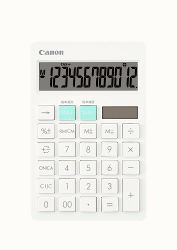 Rakuten - Canon キヤノン スタイリッシュデザイン電卓 抗菌仕様 HS-1200TC ホワイト （12桁/スリム卓上/ツートンカラー）HS-1200TC-WH
