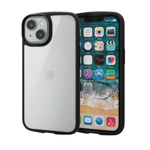 乐天商城 - エレコム iPhone 14 / 13 ケース カバー 背面ガラス 硬度9H 耐衝撃 衝撃吸収 TOUGH SLIM LITE [全周配置のエアクッションが衝撃を吸収] ストラップホール付き フレームカラー(ブラック) クリア PM-A22ATSLFCGBK