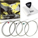 Phoenix ベース弦 ロングスケール/4弦 ベース 弦 サスティン ポールエンド 色分け BASS/お手入れクロス & ピック 付き<長期保証45日間> (スーパーライト/Super Light)