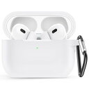 NIMASO ケース AirPods Pro 2 第2世代 2022 専用 カバー エアーポッズ プロ 2世代 シリコン 保護 ケース カラビナ付き ワイヤレス充電対応 (ホワイト) NEC22H564