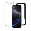 NIMASO ガラスフィルム iPhone 16 Pro Max用 強化ガラス 黒縁あり 全面保護フィルム ガイド枠付き 指紋防止 高透過率 衝撃吸収 2枚セッ...