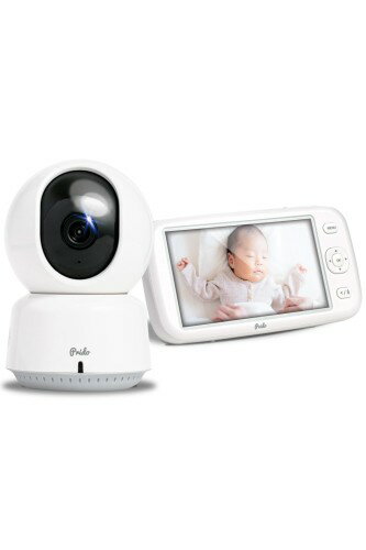 ホビナビ ベビーモニター ベビーカメラ ペットカメラ 大画面 録画対応 見守りカメラ モニター付き 室内防犯カメラ wifi不要 設定簡単 首振り 赤ちゃん ホワイト