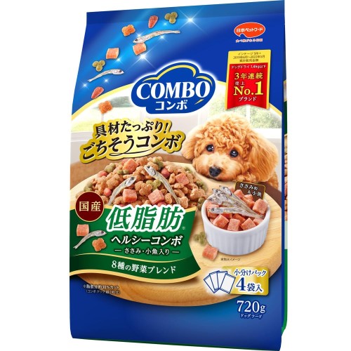 コンボ ドッグフード 低脂肪 ささみ・小魚入り 8種の野菜ブレンド 720g たっぷり具材 国産 小分包装