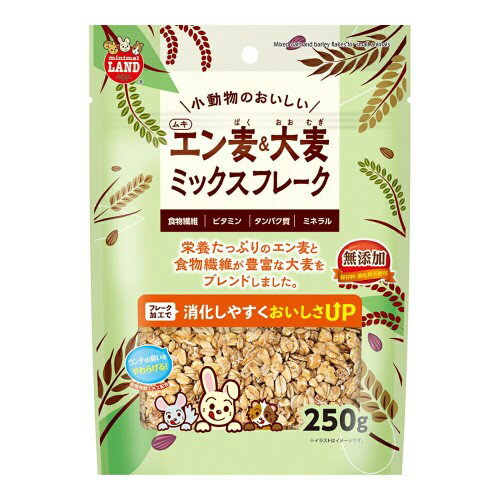 ミニマルランド 小動物のおいしいムキエン麦＆大麦 ミックスフレーク 250g