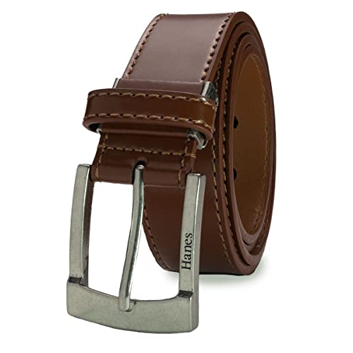 [Hanes] [ヘインズ] カジュアルベルト シンプル 丈夫な 牛革 30mm幅～40mm巾 (ブラウン-35mm)