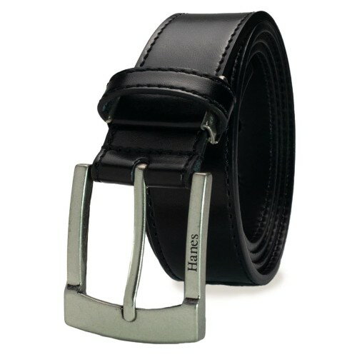 [Hanes] [ヘインズ] カジュアルベルト シンプル 丈夫な 牛革 30mm幅～40mm巾 (ブラック-35mm)