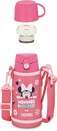 サーモス 水筒 真空断熱2ウェイボトル 0.6L/0.64L ミニー コーラルピンク ストロー コップ 子供用 通園通学 FJO-601WFDS CP