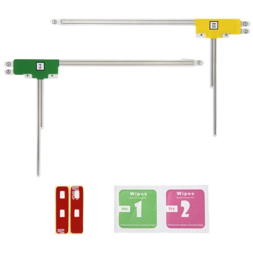 楽天FREE 楽天市場店PL保険付 カーナビ用 フィルムアンテナ L型2枚 両面テープ クリーナー付 高感度 地デジ対応 カロッツェリア パイオニア ストラーダ アルパイン ケンウッド クラリオン