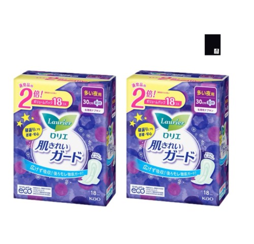 『まとめ買い 4パックセット』ロリエ 肌キレイガード (30cm) 多い夜用/羽つき （1パック9コ入り） オリジナルポリ袋付き
