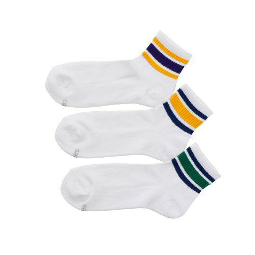[ヘインズ] ラインソックス 抗菌防臭 (3足組) 厚底クッションパイル 快適 クオーターレングス 3P メンズ HMSCB203A アソート997