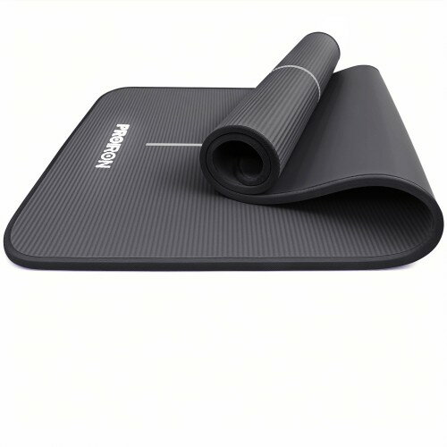 PROIRON 高級 ヨガマット 10mm ストレッチ マット ピラティスマット トレーニングマット 10mm 高密度 NBR(ニトリルゴム) 持ち運び用ストラップ付き (ダークグレー1830×660×10mm)のサムネイル