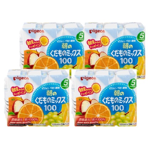 ピジョン ベビー飲料 朝のくだものミックス 125ml×3個パック×4