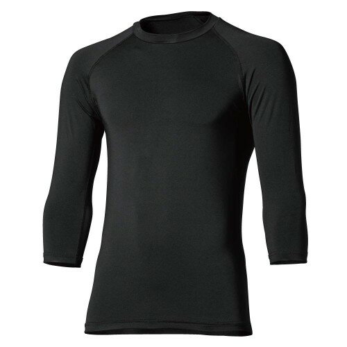 おたふく手袋 夏用インナー 7分袖 丸首 [接触冷感 吸汗速乾 消臭 コンプレッション UVカット メンズ] JW-629 ブラック L