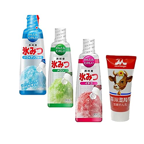 井村屋 氷みつ 3種アソート 練乳付き 330g×3 かき氷 シロップ イチゴ ハワイアンブルー メロン 4個アソートのサムネイル