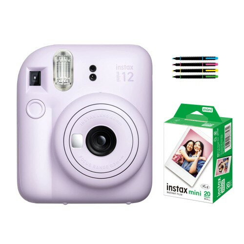 インスタントカメラ チェキ instax mini 12 (ライラックパープル, フィルム20枚＆デコペン)