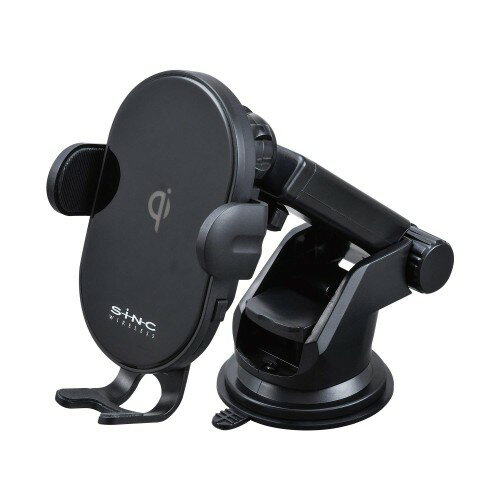 セイワ(SEIWA) 車内用品 Qi ワイヤレス充電器 ホルダー ブラック D599 吸盤取り付け 自動開閉 USB Power Delivery入力 蓄電用キャパシタ内蔵 静音 最大15W出力 手帳型ケース対応