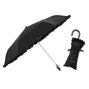 小川(Ogawa) 日傘 折りたたみ傘 OLIVE des OLIVE レディース フリル ブラック 晴雨兼用 完全遮光 UV99.9%カット 遮熱 70989