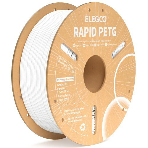 ELEGOO 高速 PETG フィラメント 1.75mm 白色 印刷速度600mm/s対応可能 RAPID PETG フィラメント 3D プ..