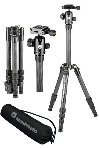 Manfrotto - マンフロット(Manfrotto) Element 三脚 スモール ブラックカーボン 耐荷重6kg 5段 開脚角度3段階調整 コンパクト 軽量 キャリングケース付属 MKELES5CF-BH