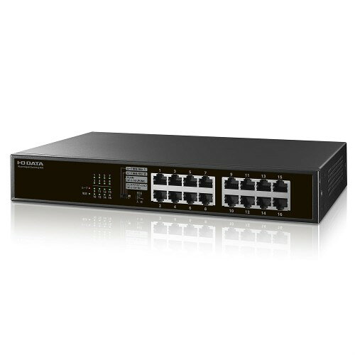 IODATA 16ポート スイッチングハブ ギガビット対応 ループ検知 防止 ポートVLAN リンクアグリゲーション モード切替 セキュリティ 冗長性 L2 ファンレス メタル筐体 壁面設置 壁掛け 電源内蔵 日本メーカー ETG-ESH16LM