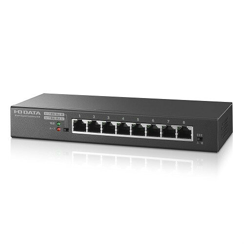 IODATA 8ポート スイッチングハブ ループ検知 防止 モード切替 セキュリティ L2 ファンレス メタル筐体 壁面設置 壁掛け 電源内蔵 日本メーカー ETG-ESH08LM