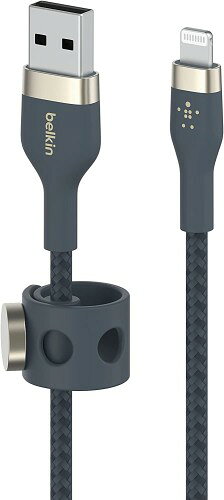 Belkin USB to ライトニング 編組シリコン ケーブル iPhone14 / 13 / 12 / SE / 11 / XR 対応 急速充電 超高耐久 MFi認証 1メートル ブルー BOOST CHARGE↑Flex CAA010bt1MBL