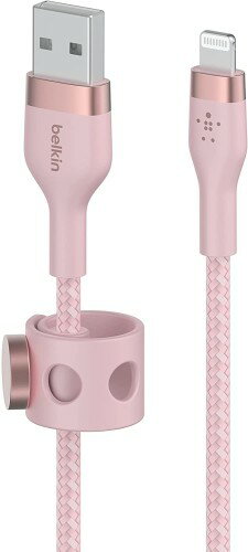 Belkin USB to ライトニング 編組シリコン ケーブル iPhone14 / 13 / 12 / SE / 11 / XR 対応 急速充電 超高耐久 MFi認証 1メートル ピンク BOOST CHARGE↑Flex CAA010bt1MPK