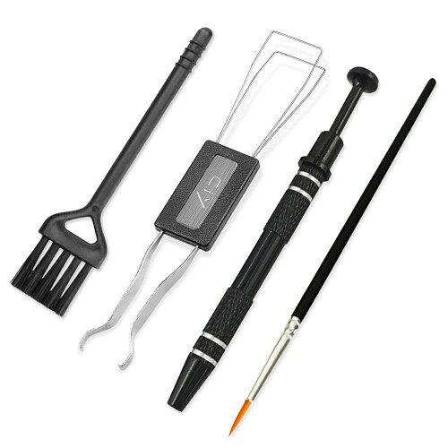 Rakuten - キートップ引抜工具 クリーニングブラシ 4点セット キーキャップ キースイッチ 引き抜き ツール 2in1 メカニカルキーボード メンテナンス ほこりとり 隙間 ブラシ 四本爪グリッパー