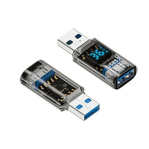 YFFSFDC USB変換アダプタ 2個セット LEDワットスクリーン表示 リアルタイムの電力監視 USB3.2 メスからオス変換コネクタ Type A 変換アダプタ 小型 軽量 36W急速充電