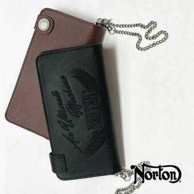 【NORTON(ノートン)メンズ】本革　同色刺繡　バイカーズ　ウォレット 財布　261N8200｜FREE-GUY(フリーガイ)アパレル ファッション