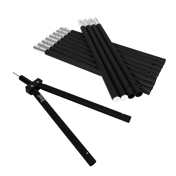 DOD(ディーオーディー) フタマタノキワミ ワンポールテント 二又化アタッチメント 角度/長さ調整可 【全長300cm脚部ポール付きフルセット】 FA5-603-BK