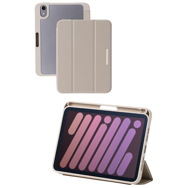 エレコム iPad mini7(A17 Pro 2024年) mini6 第6世代 ケース ソフトレザー ＆me 背面クリア グレージュ TB-A24SWVJM3GB