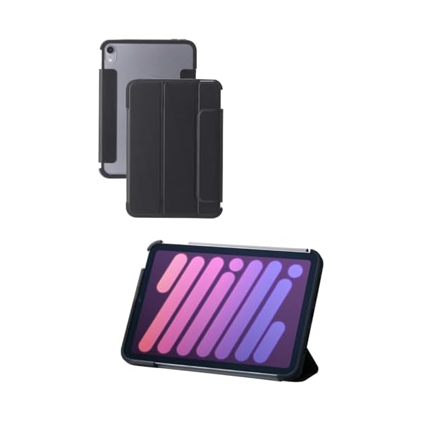 エレコム iPad mini7(A17 Pro 2024年) mini6 第6世代 ケース 2アングルスタンド 軽量 オートスリープ/オートウェイク ソフトレザー 背面クリア フレームカラー ブラック TB-A24SWVFCBK