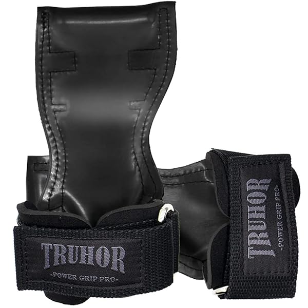 TRUHOR パワーグリップ 筋トレ グリップ ウエイト トレーニンググリップ リストラップ ラバーグリップ 筋トレ ラバー素材 左右1セット (ダークグレー)