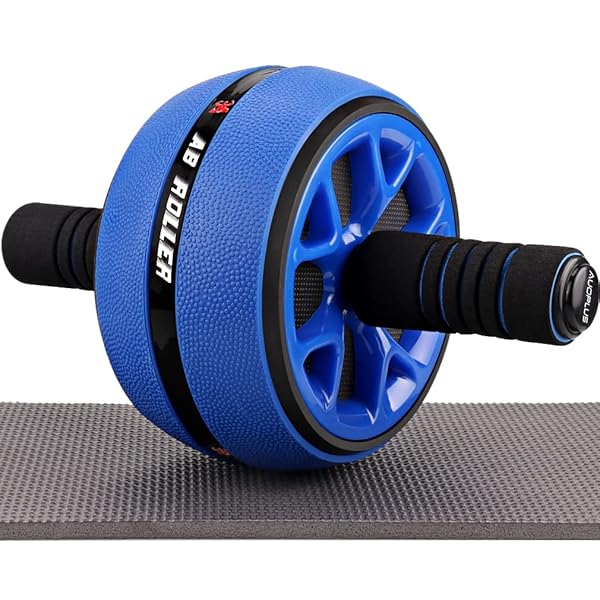 AUOPLUS 腹筋ローラー 膝マット付き アブホイール 腹筋 トレーニング器具 筋トレグッズ エクササイズローラー 体幹 ストレッチ ダイエット器具 アブローラー (ブルー/ブラック)