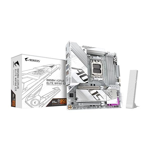 GIGABYTE B850M AORUS ELITE WIFI6E ICE - AMD Ryzen 用 ホワイト色 MicroATX 上位ゲーミングマザーボード MB6677