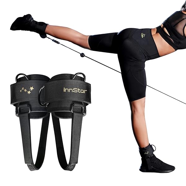 INNSTAR アンクルストラップ アンクルウェイト フィットネスアンクルストラップ 足首 おもり 足首ストラップ パッド入り足首アタッチメント 左右セット ケーブルマシン用 脚と大臀筋トレーニング用 筋トレ 筋トレ器具 ケーブルトレーニング ヒップ