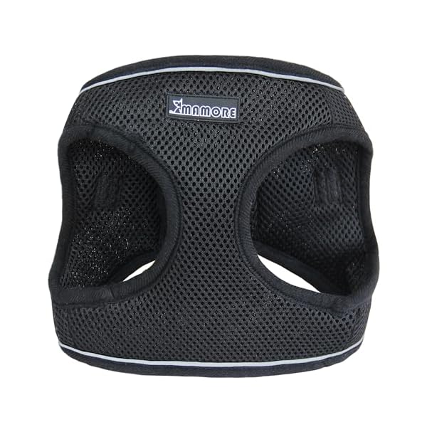 MAMORE 犬 メッシュハーネス 犬猫の胴輪 通気 蒸れなく ソフト 小型犬 中型犬 チワワ 柴犬 おしゃれ 抜けない (S, ブラックBlack)