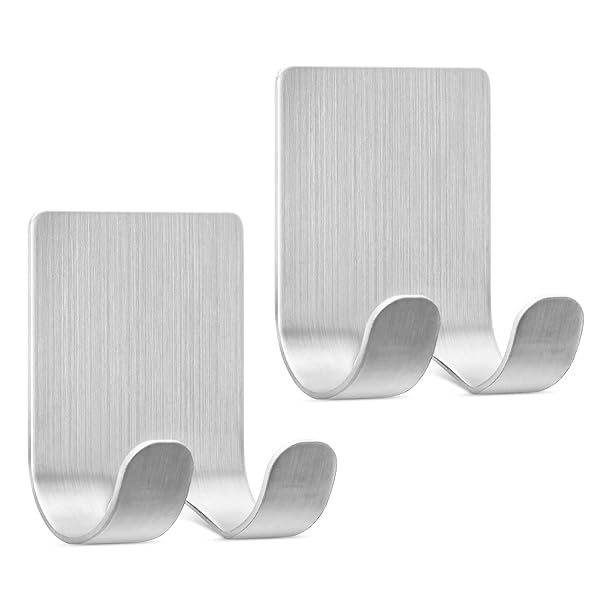 kwmobile 2x カミソリホルダー フック 亜鉛合金製 - 洗面所 お風呂 バスルーム シェイバーホルダー 傷つけない シンプル 粘着フック セット