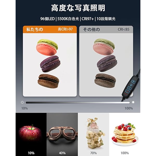 DUCLUS 撮影ボックス 25cm 撮影ブース 折りたたみ、Light Box 簡易 写真スタジオ 調光可能な96個のLEDライト、6色背景 商品撮影用キット