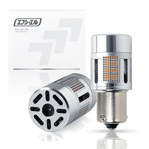 fcl.(エフシーエル) S25 ピン角違い LED ウィンカ― 抵抗内蔵 アンバー メタルステルス 車検対応 12V 車専用 ハイフラ防止 対策済み 無極性 左右分2個入り