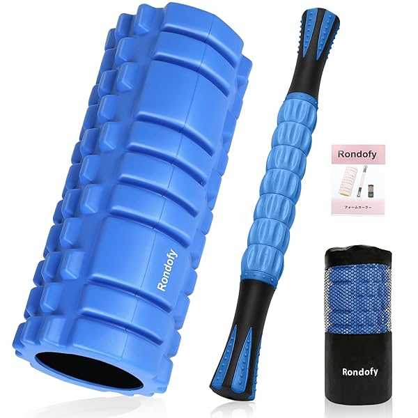 Rondofy フォームローラー 筋膜リリース【業界新開発】 500KG耐荷重 マッサージローラー 筋膜ローラー セット 説明書 収納袋付き 初心者 超軽量 自宅トレーニング 筋肉ほぐし ヨガポール スポーツ 器具