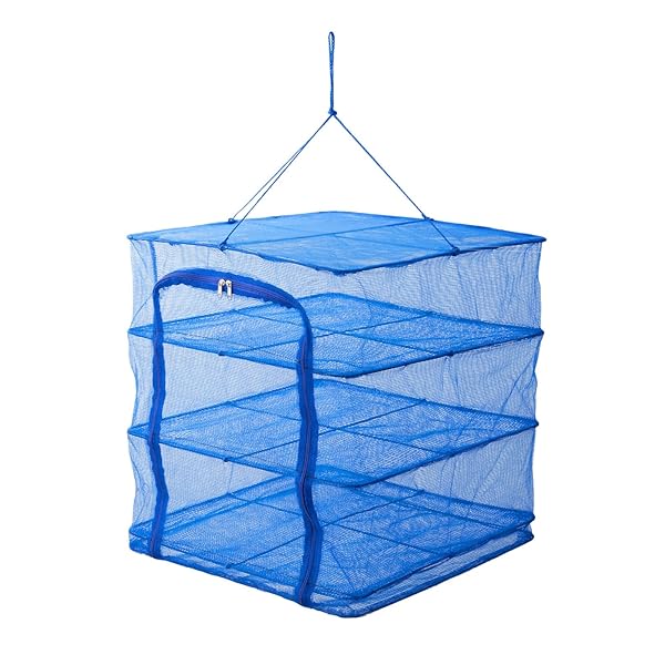 アサヒ興洋 干しかご 3段 ブルー LL 野菜 梅干し 干物 乾燥 折りたたみ 干し網 ドライネット 物干しネ..